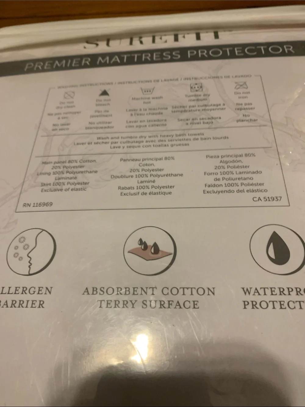 SureFit Premier Mattress Protector Queen Size NEW Waterproof allergen Barrier